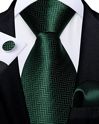 Image of DiBanGu Silk Zipper Ties for Men,Paisley Solid Plaid Pre-tied Tie and Pocket Square Cufflinks Set Formal Adjustable Necktie
