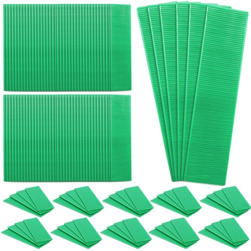 Image of LEIFIDE 300 Pcs Composite Plastic Flat Shims Structural Tile Plastic Shims for Leveling Black Flat Spacers(Green,1mm, 3 /64 inch)