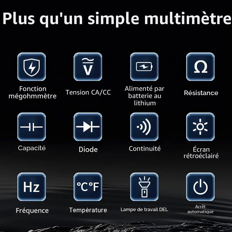 Testeur de résistance d'isolation 1000 V AC/DC, mégohmmètre numérique avancé, mesure la résistance d'isolation jusqu'à 20 GΩ, mesure de tension jusqu'à 1000 V, multimètre électronique à secouer