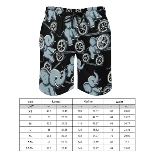 Elephant Rider Bicycle Acrobatics Men's Swim Trunks Board Shorts Beachshorts Swimsuits with Pockets Mesh Liner2