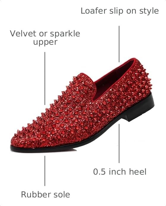 Image of SPK70 Men's Vintage Spike Dress Loafers Slip On Fashion Shoes Classic Tuxedo Dress Shoes