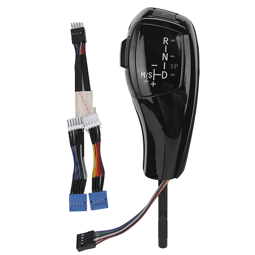 LHD Kit de Retroadaptación de Perilla de Cambio de Marchas LED Automática para BMW E90 E92 E84 E89, Perilla de Palanca de Cambios de Transmisión Automática (Negro brillante)