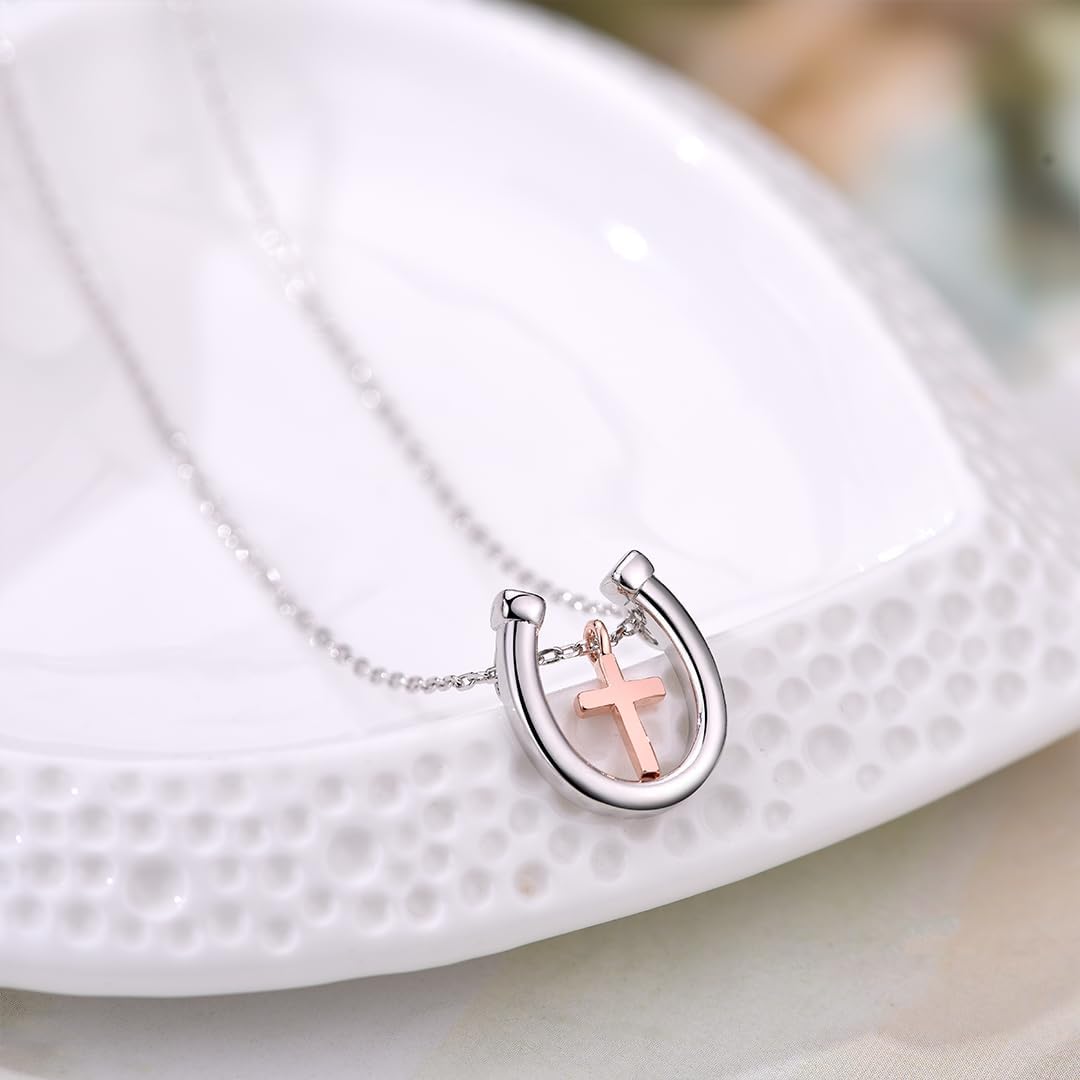 Horseshoe/Horse Stirrup Necklace for Women Cross Equestrian Jewelry Gifts for Women - Image 5