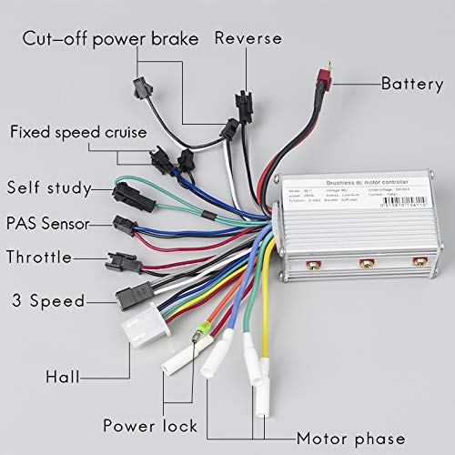 12inch Electric Scooter Conversion Kit 24V 350W Hub Motor DC Brushless Controller Twist Reverse Throttle and Brake for Mobility Scooter, Motor Vehicle Accessories (24V 350W Scooter Kit) - Thumbnail 2