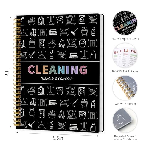 ADHD Cleaning Planner for Adults Women, Cleaning Schedule and Checklist Notebook, Cleaning and Organizing Planner, Daily Weekly Monthly Schedule Household Cleaning Checklist Planner