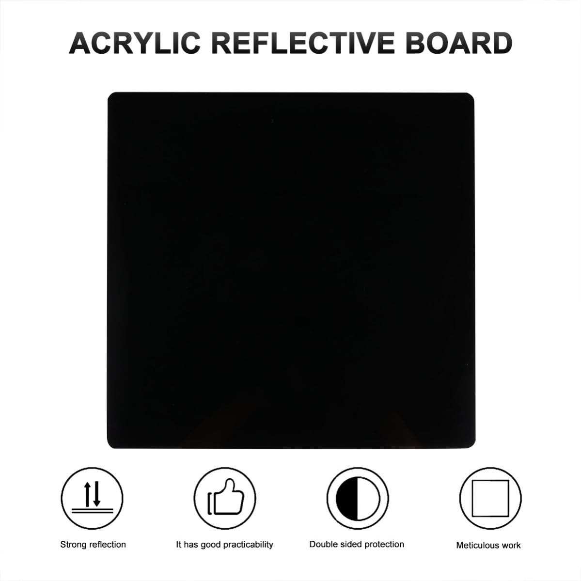 Reflector para Fotografía de Acrílico Negro Superficie Lisa y Difusor de Luz Adecuado para Exhibición y Protección de Objetos en Estudio