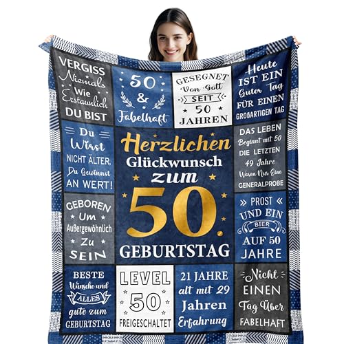 Vegas 50 Geburtstag Mann, Geschenke 50 Geburtstag Männer, 50 Jahre Geburtstag Mann, Deko 50. Geburtstag Männer Decke 150X130CM