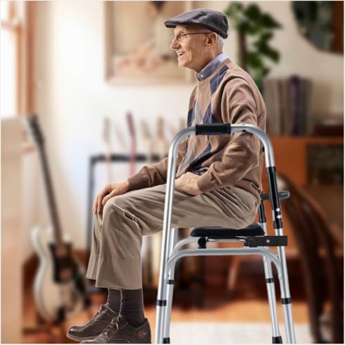 Asiento universal para andador plegable acoplable negro de altura ajustable 20-24 pulgadas 6