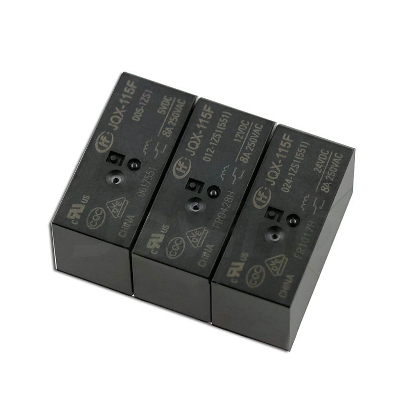 WEUSANXPL 50 pc Relay HF115F 012-2ZS4 JQX-115F 024-2ZS4 HF115F-012-2ZS4-12VDC 005-2ZS4 12VDC DC5V 12V 24V 8A 250VAC 8Pin(115F-005-2ZS4 8P 8A)