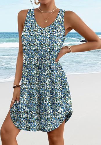 Image of Aokosor Womens Summer Dresses 2026 Loose V Neck Sleeveless Dress Sundresses Swimsuit Coverup Vacation Outfits