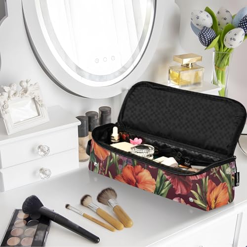 Bolsa de viaje para herramientas de cabello con alfombrilla resistente al calor para planchas, rizadores y secadores, organizador portátil con flores. miniatura 7