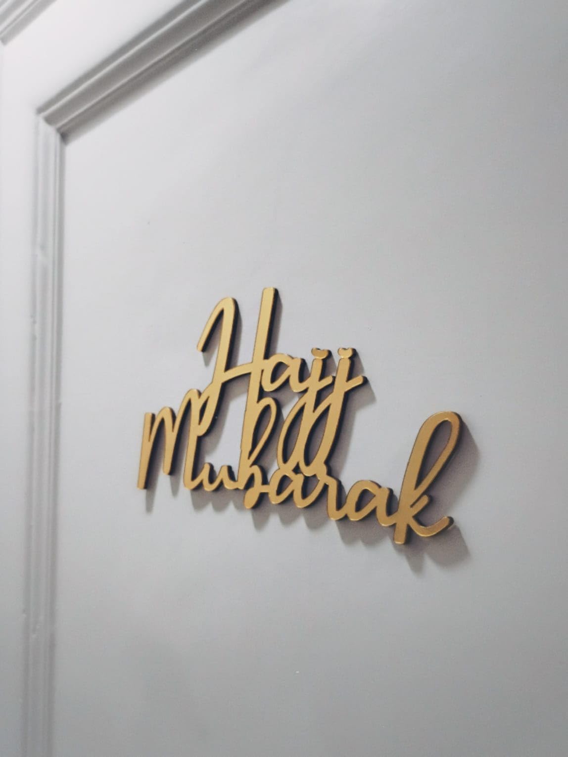 VOGATORE Hajj Mubarak Decorations Gold Acrylic Wall Decor, Self-Adhesive Islamic Celebration Sign for Home Decor, 33 cm-image-49