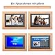 Golony7-Zoll-DigitalerFotorahmen,4Windows-Diashow,1280x800IPS-Bildschirm,Fernbedienung,Foto-/Musik-/Videowiedergabe über USB/SD-Karte, Kalenderanzeige,Mahagoni, Non-WiFi