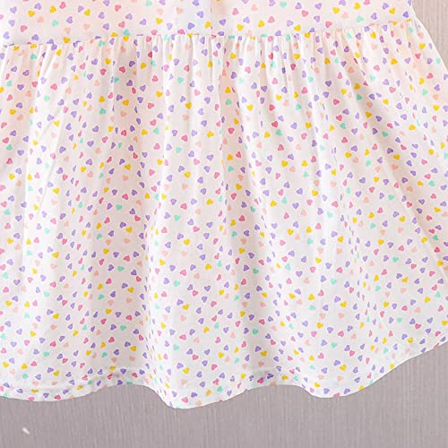 Vestido de princesa colorido pontilhado para meninas com manga bolha em formato de coração para meni