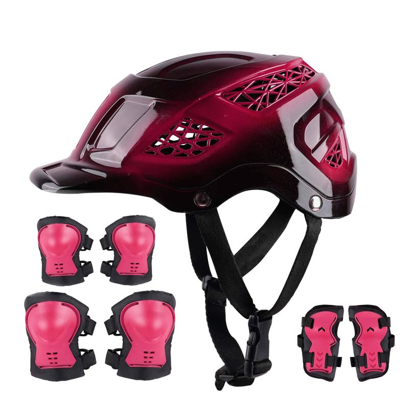 Steelbird Premium Helmet & Protective Gear Set for Kids (3–12 Years) | Skating, Cycling & Scooter Safety Kit with Knee, Elbow & Wrist Guards for Boys & Girls (Black with Metallic Pink, S)-image-9