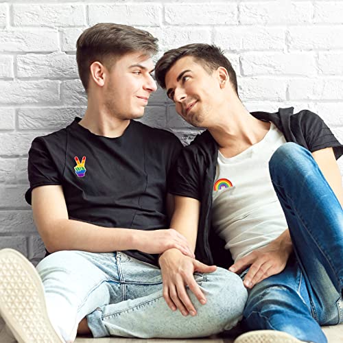 Image of Giegxin 40 Pcs Rainbow Pride Pins Bulk LGBT Lapel Pins Gay Heart Flag Brooch for Clothes Bags Accessories Gifts