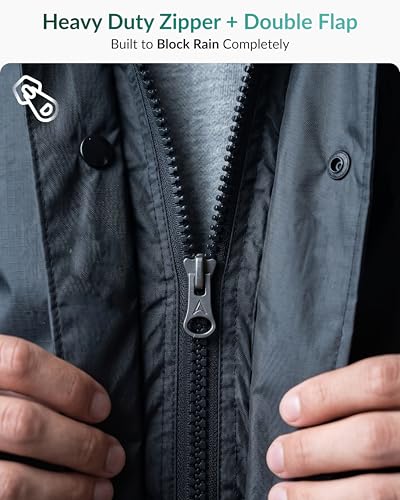 Image of Destinio Rain Coat for Men Waterproof with Hood, Thick Polyester, Leak Proof, Premium Zipper, Raincoat for Bike Riding, Double Layer Rain Suit for Riders, Rainwear Set