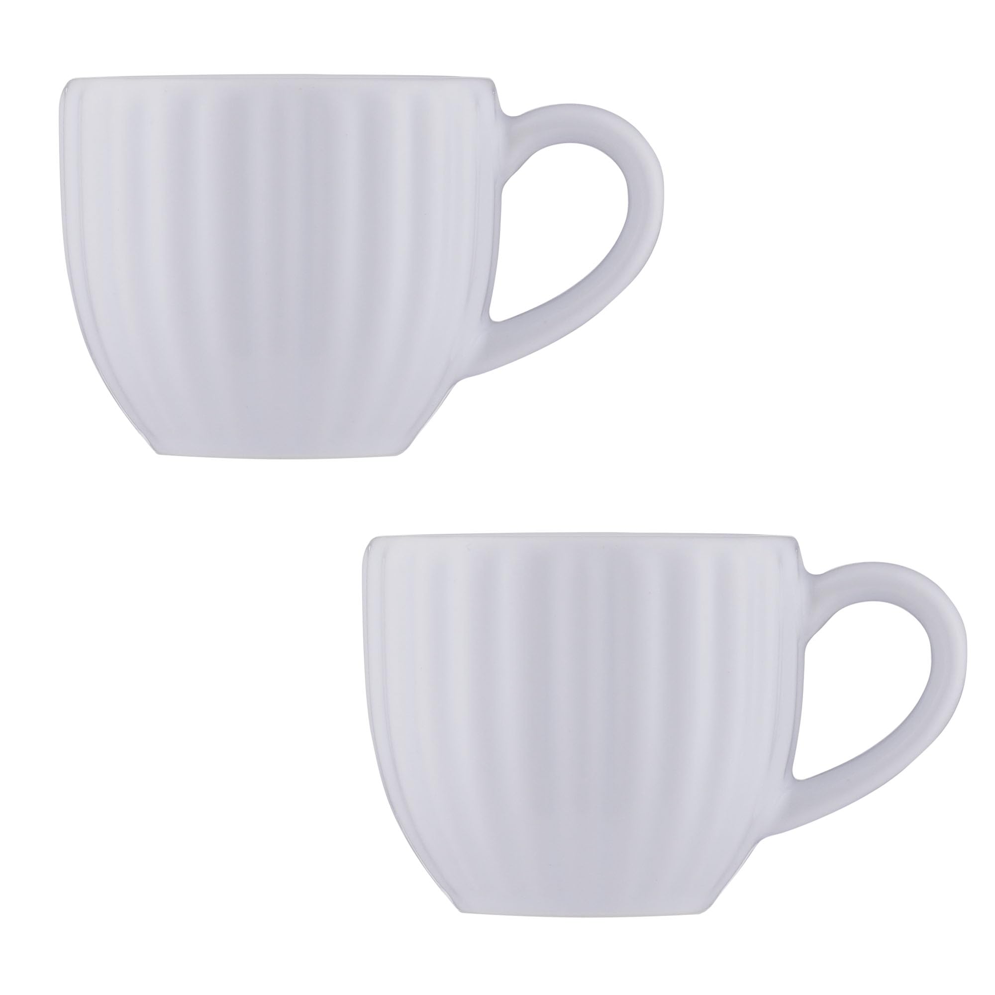 Price & Kensington Luxe Espresso Cups Set of 2, 85ml White Stoneware, Fluted Design, Heat-Retaining Espresso Mugs Presented in Gift Box