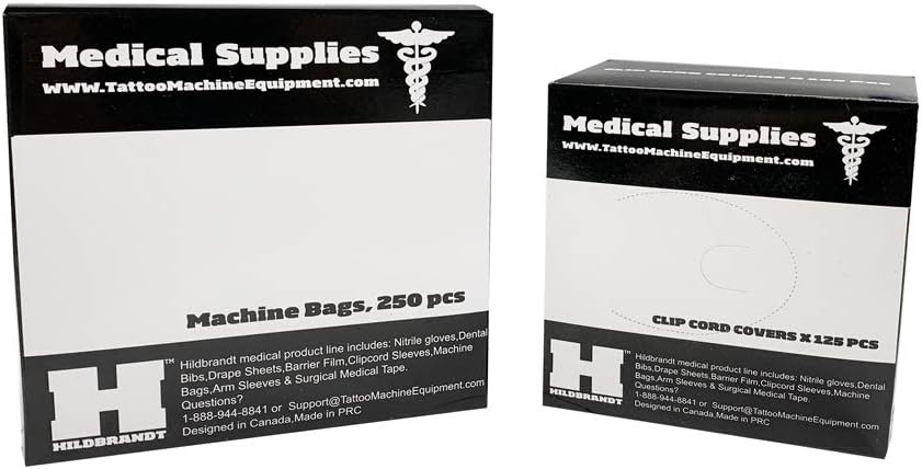 250 Tattoo Machine Bags + 125 Clip Cord Sleeves Bags Tattoo Pen Bag Machines Gun Clipcord