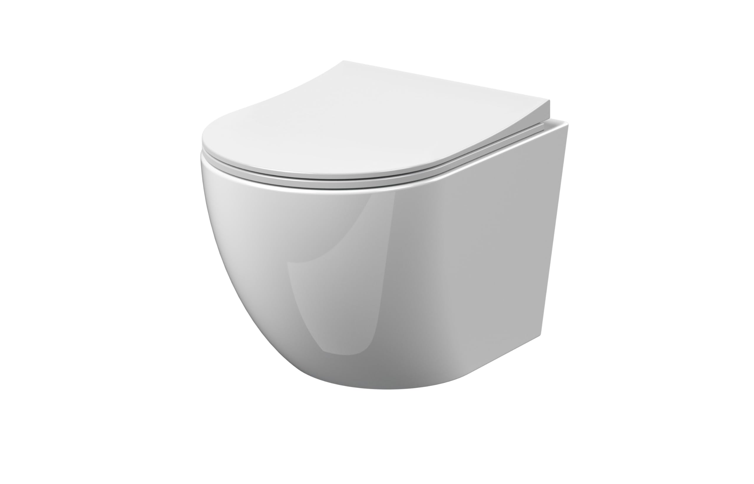 nuie Freya Wall Hung Toilet Pan - White - Soft Close Seat 360mm