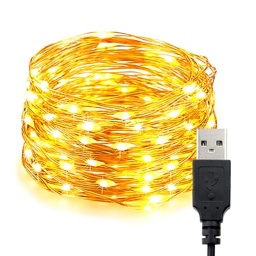 LED Lichterkette USB, 10M 100LED Kupferdraht Lichterkette mit Stecker,...