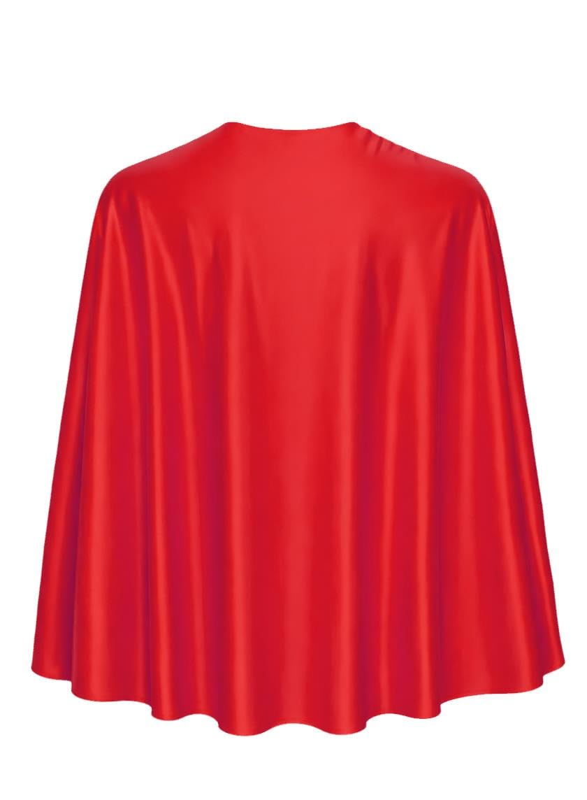 The Dragons Den Adults 35" Polyester Plain Red Superhero Cape Super Hero Costume Fancy Dress Accessory [Red 35"]