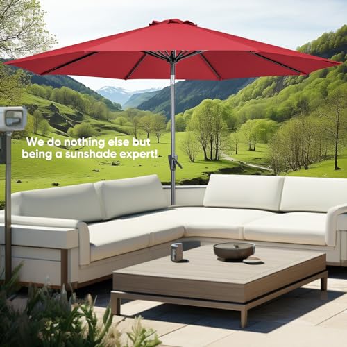 Image of Tempera Patio Market Outdoor Table Umbrella with Push Button Tilt and Crank, Large Sun Umbrella with Sturdy Pole & Fade Resistant Canopy, Easy to Set