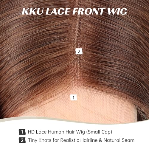 Image of KKU 16 Inch Human Hair Wig Real Hair Wigs for Women C Side Lace Wig Perfect Style for Any Occasion Brown
