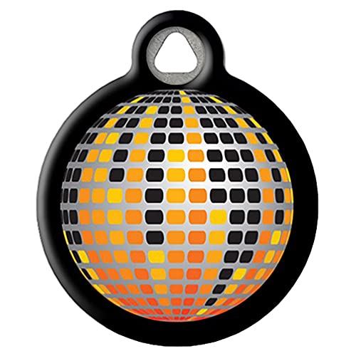 Dog Tag Art Disco Ball Personalized Pet ID Tag for Dogs and Cats, Silent Polymer Coated Stainless Steel Nametag with Customized Identification Information, Small .875