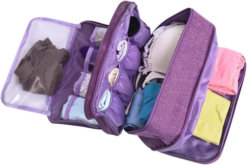 Travel Underwear Bag Portable Bra/Makeup/Socks Case Cosmetic Lingerie Pouch Toiletry Storage Hangbag Foldable Waterproof Multifunction Drawer Dividers Tidy Organizer Business Luggage.
