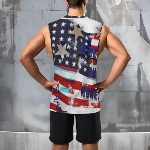 Image of Zhyaj Summer Tanks Top for Men Flag Graphic Print Sleeveless Shirts Casual Working Out Vest T-Shirts Loose-Fit Men's Tank