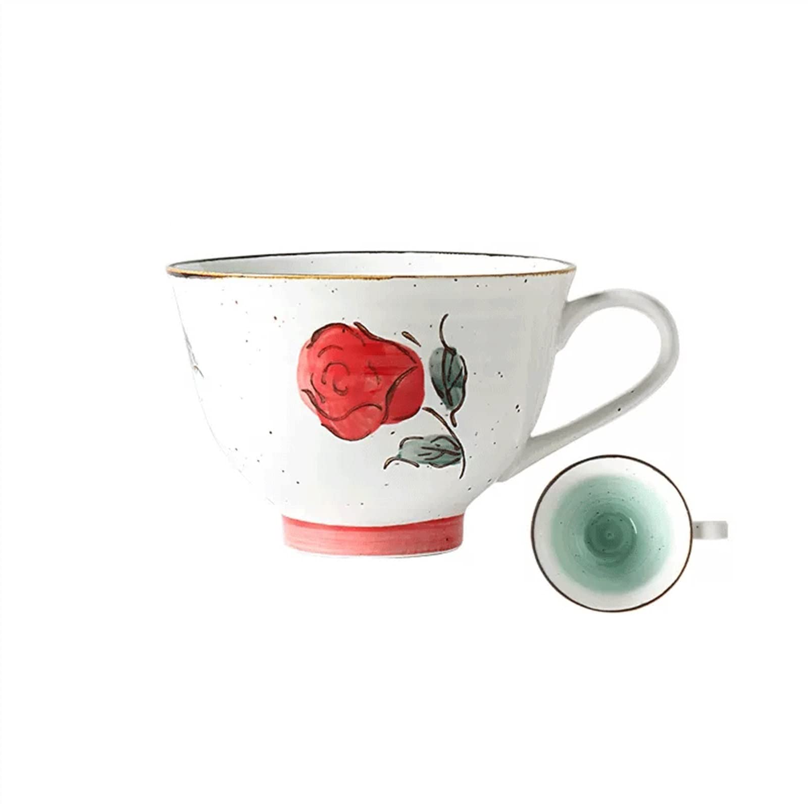 Zxfiytbh Red Mug Cups 350Ml Ceramic Water Cup Retro Home Coffee Breakfast Large Capacity Oatmeal Coffee Drink Cup