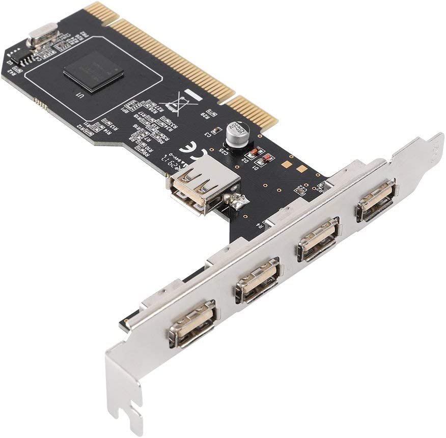 Qnine-USB 2.0 Internal PCI Card, 5 Ports for USB 2 Controller (4 External and 1 Internal), high Speed 480 Mbps for Desktop