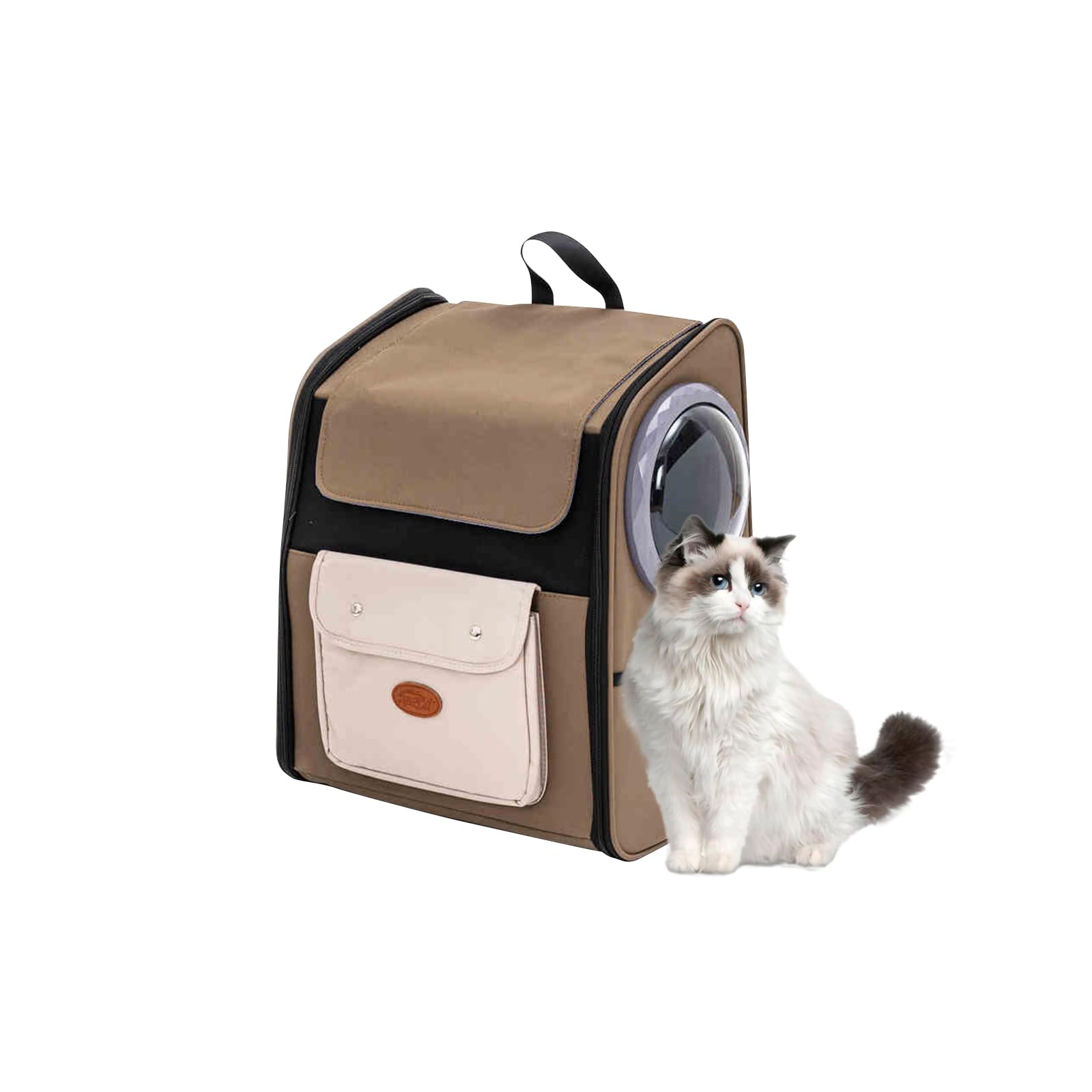 BOSERMEN Dog Backpack, Comfortable and Breathable Pet Backpack with Upgraded Shoulder Straps, Cat Travel Backpack Hiking Camping Outdoor(Brown)