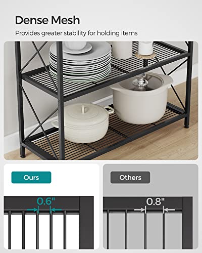 Image of SONGMICS 3-Tier Metal Storage Rack with Wheels, Mesh Shelving Unit with X Side Frames, 31.5-Inch Width, for Entryway, Kitchen, Living Room, Bathroom, Industrial Style, Black UBSC183B01