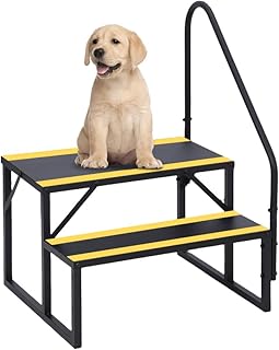 2 Step RV Stairs with Handrail, Portable Hot Tub Steps with Non-Skid Tapes, Metal Stairs Steps for RV, Mobile Home Stairs Travel Trailers, Camper, Ground-Pool for Indoor & Outdoor