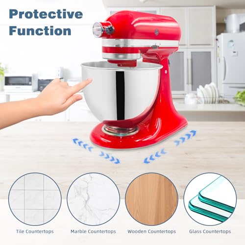 Image of Mixer Slider Mat for Kitchen Aid 4.5-5 Qt Tilt Head Stand Mixer, Glossy Sliding Tray Mixer Sliders for Kitchenaid Artisan Mixer, Kitchen Aid Accessories and Attachments, Countertop Storage, Clear