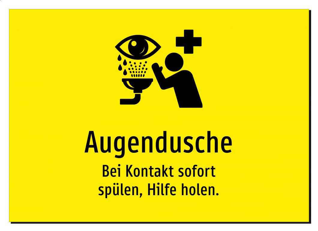 35945-DE-S-13 | Augendusche - Bei Kontakt sofort spülen, Hilfe holen | Aufkleber A2, 594 x 420mm | mit Symbolgrafik und Text