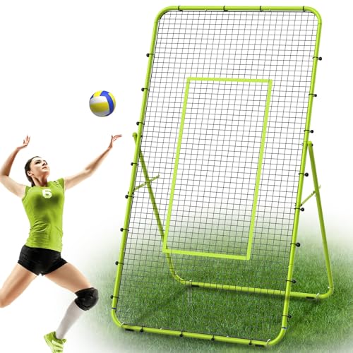 LIANTRAL Red de Voleibol Ajustable de 5 Ángulos, Fútbol Béisbol Rebounder Net, Equipo de Entrenamiento con Zona de Golpe, Verde