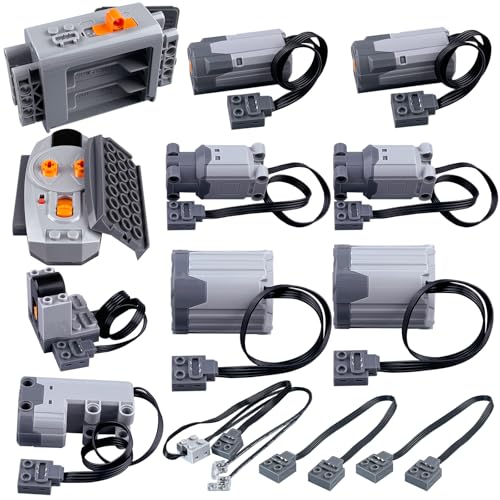 13-in-1 Power Function Motors Set Compatible with Technology Bricks, The Kit Parts Includes M L XL Servo Motor AA Battery Box, 2.4G Remote Control Receiver, Christmas and Birthday Gifts for MOC Player