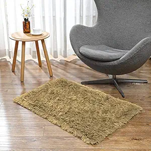 LUXE HOME INTERNATIONAL LuxeHome Mats Marino Fur 2000 GSM Thick Foot Mat Rug Anti Skid Non Spill Absorbent Washable and Quick Dry Rugs for Bedroom (45x75 cm, Anti Gold Pack of 1)