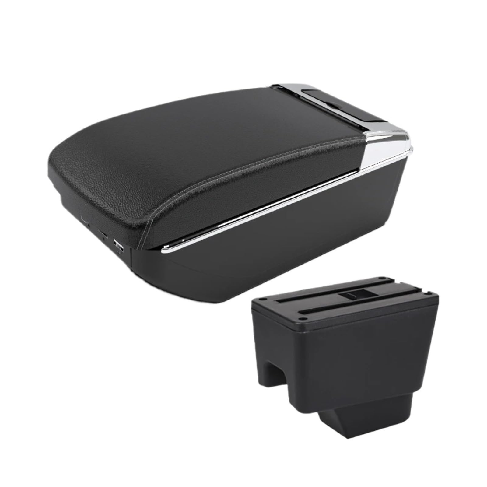 Umdjju A3 Black White 7 Usb For Kaptur For Captur For Qm3 Car Armrest Upgrades Modification Multi-Functional Storage Box Center Console Interior Accessories Car Centre Console Armrest Box(A3 Black White 7 Usb)