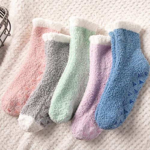 Pleneal Fuzzy Socks for Women - Non Slip Socks Womens, Slipper socks Hospital Sock with Grips for Women, Warm Fluffy Sock2