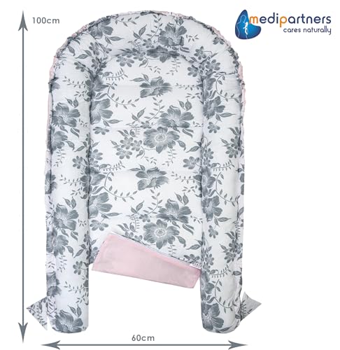 Medi Partners Babynest Nestchen Baby Set für Neugeborene - 100x60x15 Kuschelnest 5 teilig tragbar Nest zweiseitig Babynestchen Bett 100%… – Ansicht 4