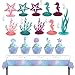 61Pcs Mermaid Birthday Decorations Supplies for Ocean Theme,Include 40Pcs Mermaid Cupcake Wrappers Toppers,20pcs Felt Table Centerpiece and 1pcs Mermaid Tablecloth