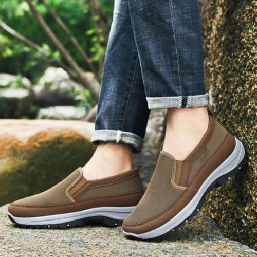 Auguscare Shoes Men,Men's Arch Support Slip On Canvas Loafers,Outdoor Casual Walking Boat Sneakers3