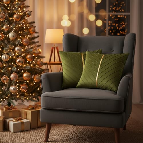 Image of Chartreuse Velvet Pillow Covers 20x20 inch Pack of 2 Gold Decor