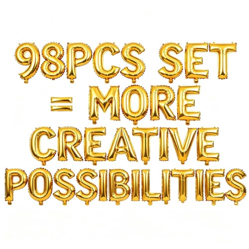 98 Pcs Gold Letter Balloons Custom 3 Set A-Z Set for Personalizing Names & Phrases Party Supplies Banners - with 1 Set AEOLMPRST 20Pcs for Wedding/Birthdays/Annivs/Grads Party Banner Custom Phrase