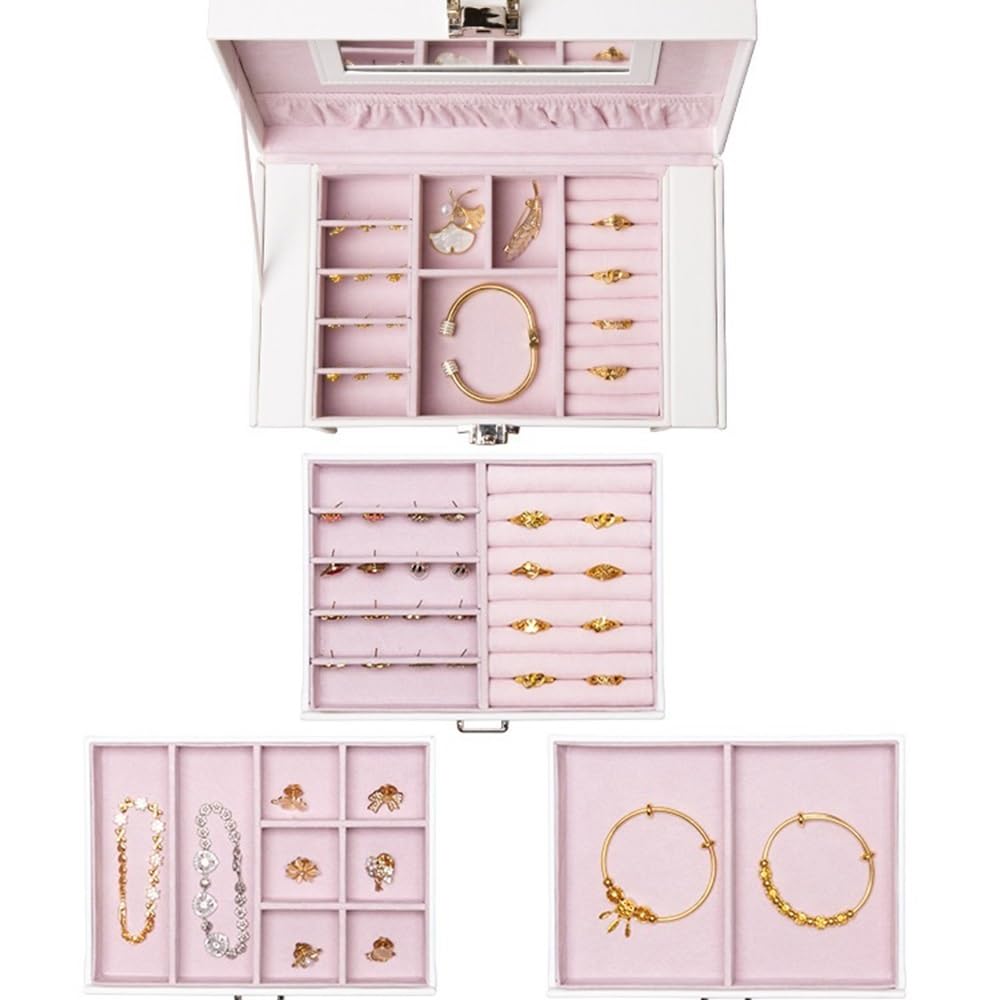 YCTTKDD Gabinete de joyería de Cuero de PU, Caja de Almacenamiento de joyería de Puerta Doble de 5 cajones