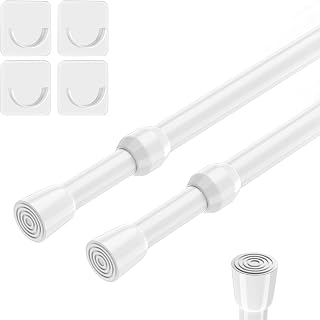 AIZESI 2pcs Spring Tension Rods Adjustable 26 to 39 inch Small Tension Curtain Rod No Drilling Expandable Spring Loaded Curtain Rod,Suitable for Doors and Windows 28 to 36 inch, White